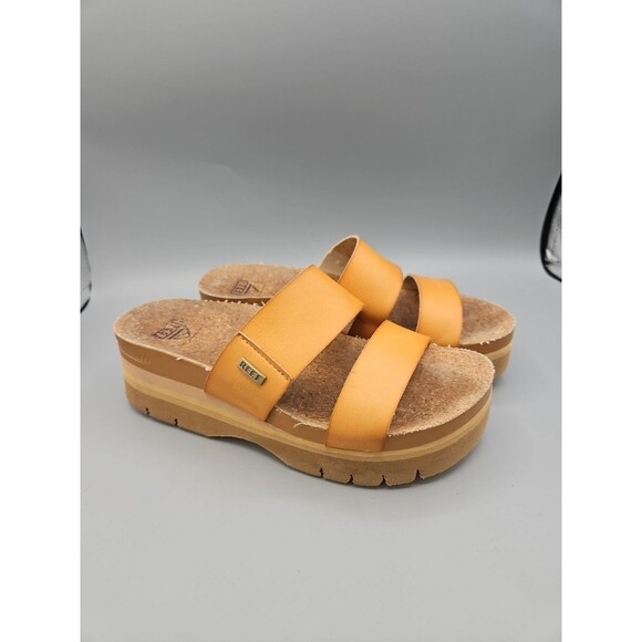 Reef Women's Natural Double Strap Platform Slide Sandals Size 7 - Picture 1 of 11